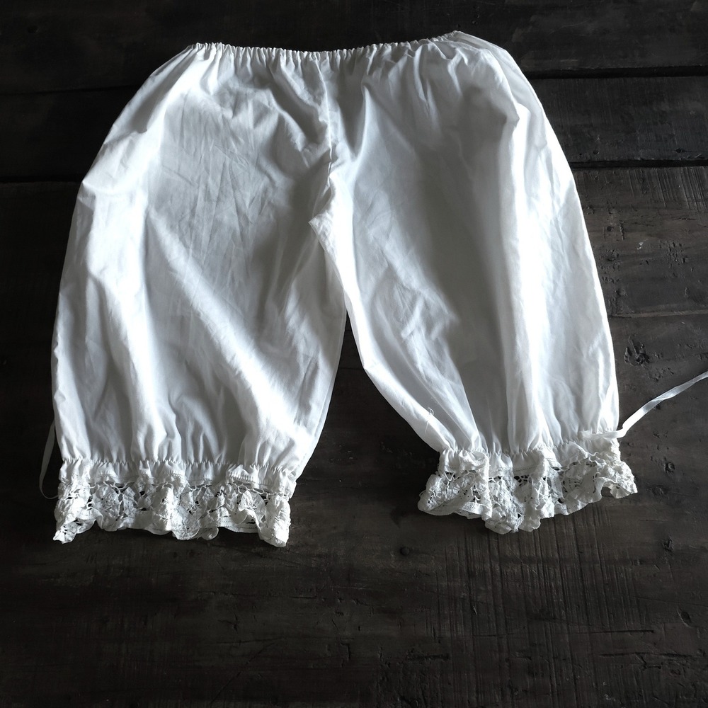 Vintage White Cotton Lace Bloomers Pantaloons Victorian Style Costume Loungewear